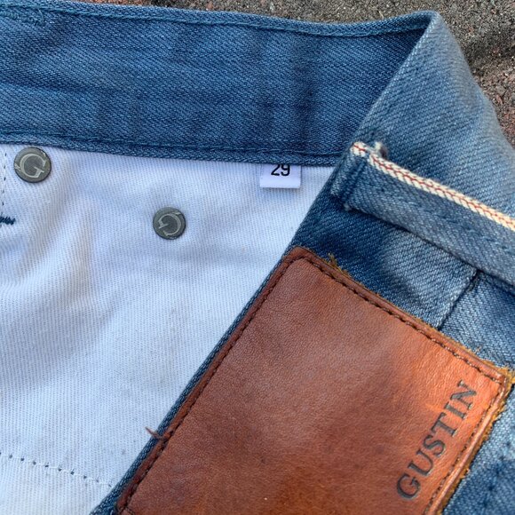 Gustin Raw Denim Skinny Jeans, Italy Sea Blue - Picture 7 of 7